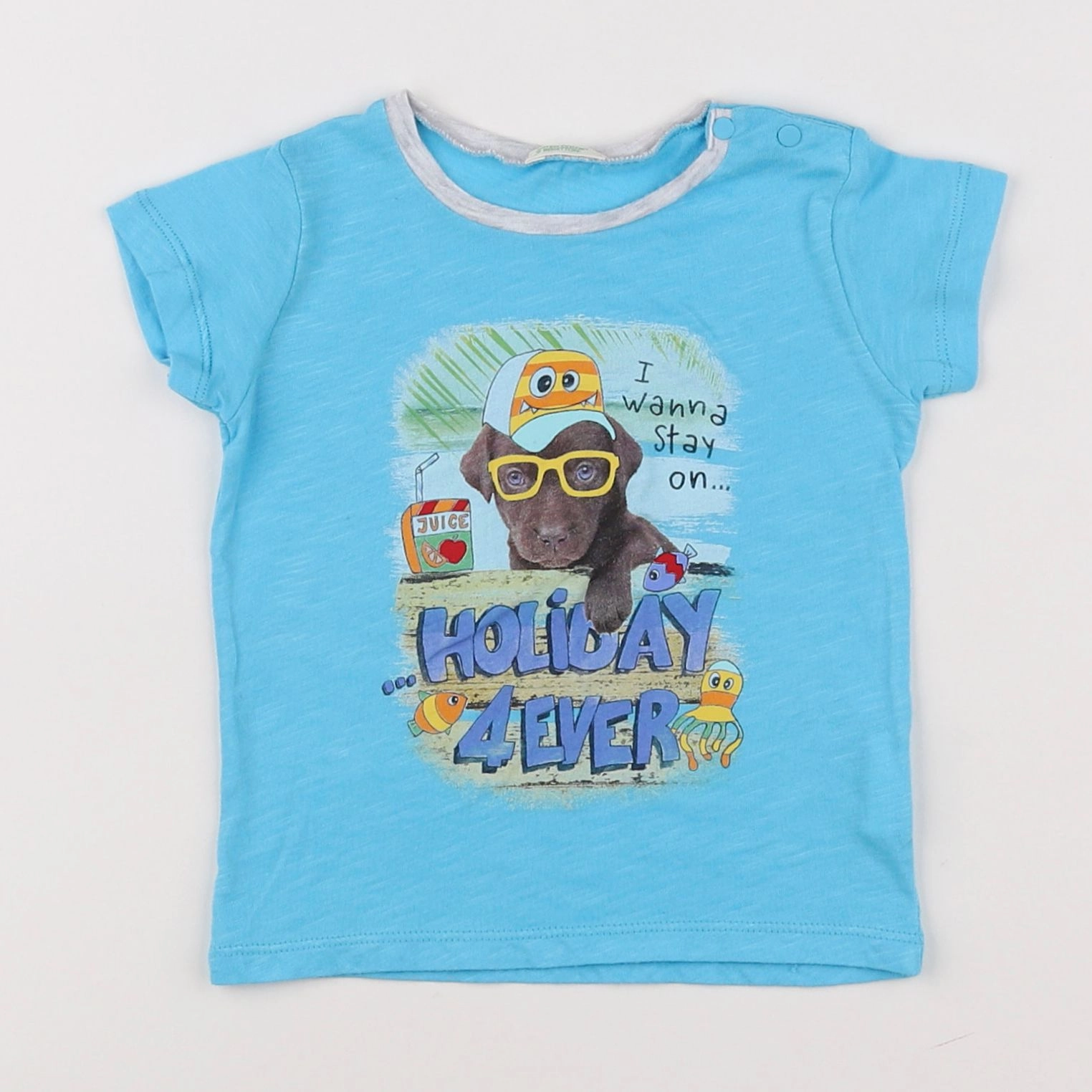 Benetton - tee-shirt bleu - 12 mois